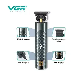 Професійний тример для стрижки волосся VGR V-077 акумуляторний з насадками і USB-зарядкою - мініатюра 5