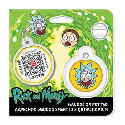 Адресник для собак і котів Waudog Smart ID з QR паспортом, Рік та Морті 3, M, діаметр 30 мм - мініатюра 4