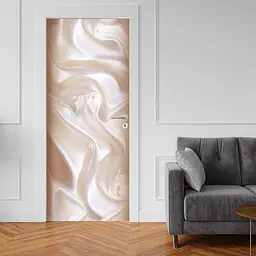 Вінілова наклейка на двері Білий шовк та Перли самоклейка плівка під тканину 65х200 см Happy Pocket Z180442