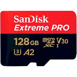 Карта пам'яті Sandisk 128GB microSDXC C10 UHS-I U3 R200/W90MB/s Extreme Pro V30 + SD (SDSQXCD-128G-GN6MA)