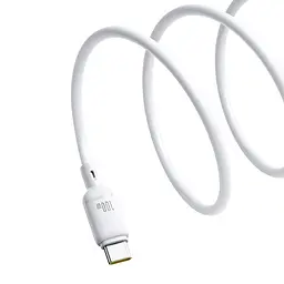 Дата кабель Baseus Silky Series OS Fast Charging USB to Type-C 100W (1m) (P10377703) Moon White - мініатюра 3