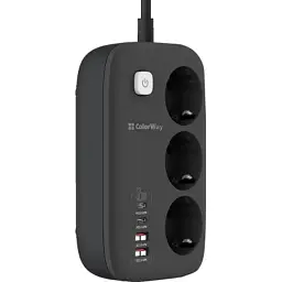 Мережевий фільтр живлення ColorWay CW-CHE34PDB 3 роз/4USB GaN3 Pro (CW-CHE34PDB) - мініатюра 2