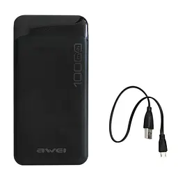 Повербанк 10000mAh портативная зарядка для телефона черная Awei P37K Power Bank - миниатюра 4