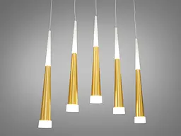 Люстра стельова LED Diasha 3002/5G, 18W, золота, сучасний стиль для високих стель, 5 ламп, 990 лм, IP20 - мініатюра 2