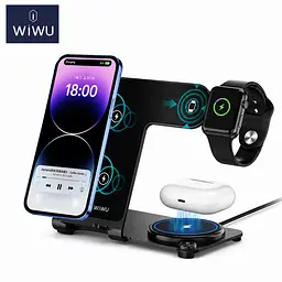 WiWU WI-W005 — бездротова зарядна станція 3 в 1 для iPhone, Apple Watch та AirPods - мініатюра 2