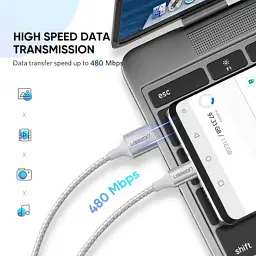 Дата кабель USB 2.0 AM to USB-C 1.5m 3.0A 18W US288 White Ugreen (60132) - мініатюра 2