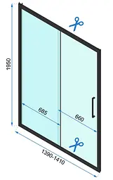 Душова кабіна Rea Rapid Slide 80x140 black REA-K6421 + REA-K6404, Чорний матовий, Універсальна, прозрачний, Чорний матовий - мініатюра 6