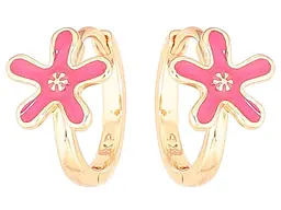 Сережки Xuping Позолота 18K колечка "Квіточки з рожевою емаллю" 270772