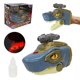 Інтерактивна маріонетка-рукавичка Dino shark з ефектом пари та гарматою, синьо-сіра (17833)