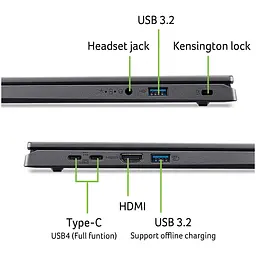 Ноутбук Acer Aspire 15 A15--R7W7 7 8840HS la 51GHz,15.6'',IPS,16GB DDR5,512GB,Radeon,Без ОС - мініатюра 9