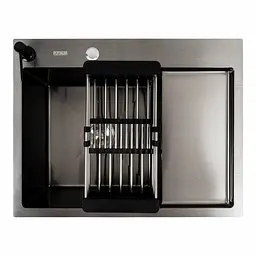 Кухонна мийка CM 65x50 L PVD чорна Platinum Handmade (круглий сифон 3.0/0.8), Чорний - мініатюра 3