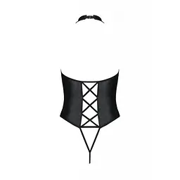 Боді з еко-шкіри з імітацією шнурівки та відкритим доступом Passion Nancy Body, 4XL/5XL - мініатюра 2