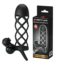 Насадка на пеніс Pretty Love Vibro Penis Sleeve I 13.5 см чорний - мініатюра 6