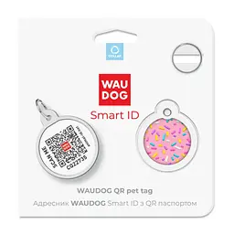 Адресник для собак і котів Waudog Smart ID з QR паспортом, Маршмеллоу, S, діаметр 25 мм - мініатюра 5