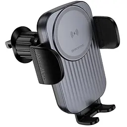 Автотримач з БЗП Borofone BH221 Path 15W (air outlet) Black / Metal gray - мініатюра 5
