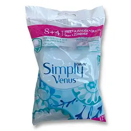 Одноразові бритви Gillette Simply Venus 12 шт (8+4) жіночі станки з алое для гладкого гоління