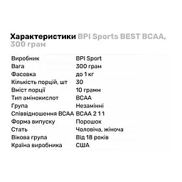 Амінокислота BCAA BPI Sports BEST BCAA Виноград 300 г - мініатюра 2