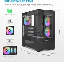 Корпус SAMA V40 без БЖ (V40-BKADA6X1-GL) Black - мініатюра 8