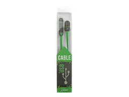 Кабель PowerPlant Quick Charge 2A 2-в-1 flat USB 2.0 AM – Lightning/Micro 1м green (KD00AS1291) - мініатюра 2