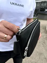 Поясна бананка унісекс Tiding Bag 14х25х8 для телефону та документів TD-54928 чорна 25 см - мініатюра 2