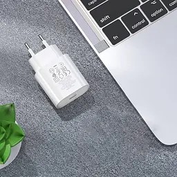 Мережевий зарядний пристрій Hoco N22 Type-C PD 25W білий - мініатюра 2