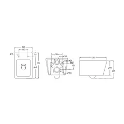 Унітаз підвісний Mixxus Quadro-0304-R 520x360x365 мм, Rimless MI6707, Білий - мініатюра 2