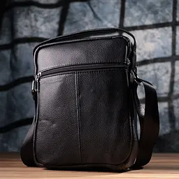 Практична вертикальна сумка для чоловіків із натуральної шкіри Vintage s_15114 чорна - мініатюра 10