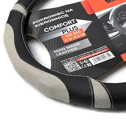 Чехол на руль со скошенным низом M 37-39 см Эко-кожа Черно-Серый (EL 105 545) - мініатюра 2