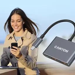 Концентратор Canyon hub DS-3 3in1 USB-C Dark Grey (CNS-TDS3) - мініатюра 8