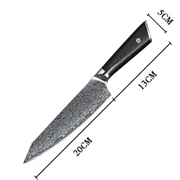 Ніж кухарський 20 см Damascus DK-LKB 5001 VG-10 Дамаська сталь 67 шарів - мініатюра 2