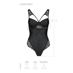 Боді з еко-шкіри та мережива Passion LOONA BODY S/M, black - мініатюра 5
