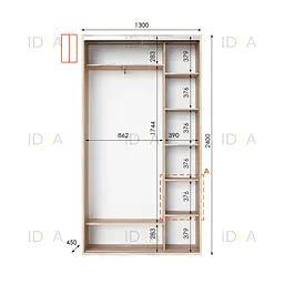 Шафа-купе Idea серія 1 130 x 45 x 240 см Дуб сонома Дзеркало - мініатюра 2