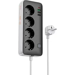 Мережевий подовжувач Hoco AC22 Sunlight 4-bit (PD30W/1C3A) Desktop Socket Black