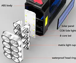 Прожектор (ліхтар) світлодіодний на сонячній батареї XPRo Solar Power 8Led/USB водонепроникний чорний (XPRo-8Led-USB_460) - мініатюра 7