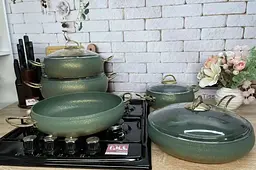 Набір каструль O.M.S. Collection 3024 для індукційної плити Зелений (Туреччина) - мініатюра 3