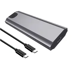 Кишеня Dynamode зовн. для M.2 SSD NVMe/SATA combo ч-з USB3.2 GEN2 Type-C безгвинт. алюм. матова сіра