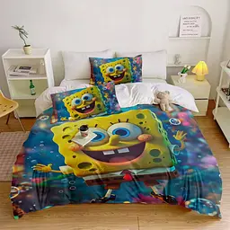 Постільна білизна SpongeBob №1 комплект 3D мікросатин полуторний наволочки 50×70 см