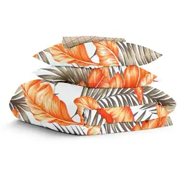 Комплект постільної білизни Cosas двоспальний ORANGE PALMS CS2 180 x 220 см (PalmBeigeOrange_CellAshbeige_180)