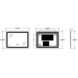 Дзеркало Zerix Kubix MR04-80x60-Reverse з LED Touch, Anti-fog, димером, регулятором яскравості ZX6054 - мініатюра 6