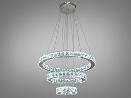 Люстра стельова LED Diasha 7201-8A/580+400+200HR, 66W, хром, кришталь, сучасний стиль, регулювання висоти, пульт ДУ - мініатюра 3