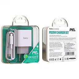 МЗП Hoco C76A Plus Speed source PD20W charger set Type-C to Lightning ( EU ) White - мініатюра 4