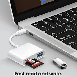 Універсальний кардридер 3-в-1 (SD/TF/CF) з Type-C і USB-портами, OTG-адаптер для телефонів, ноутбуків та ін. - мініатюра 9