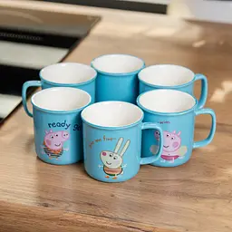 Набір чашок дитячих порцелянових Summer Time 6 штук по 150 мл, блакитний Yiwu HP-15-17-1 - мініатюра 5