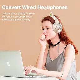 Навушники Onikuma Cat Ear Bluetooth Wireless Gaming Headset B5, BT5.3, AUX, 1000mAh, Type-C, 55H, RGB, ivory - мініатюра 11