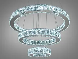 Люстра стельова LED Diasha 7201-8A/580+400+200HR, 66W, хром, кришталь, сучасний стиль, регулювання висоти, пульт ДУ - мініатюра 2
