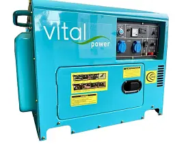 Дизельний генератор VitalPower у кожусі 7 кВт 1-фазний - мініатюра 3