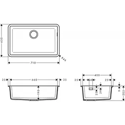 Кухонна мийка Hansgrohe S510-U660 під стільницю 710x450 Stonegrey 43432290, Сірий - мініатюра 2
