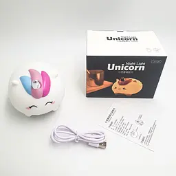 Силіконовий дитячий нічник Єдиноріг 7 LED акумуляторний USB світильник іграшка 3D TOYS LAMP - мініатюра 3
