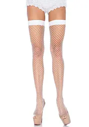Панчохи-сітка Leg Avenue Fishnet Thigh Highs One size, White, дрібна сітка