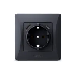 Розетка одинарна із заземленням з USB+USB-C чорний графіт VIDEX BINERA VIDEX (27865-000) - мініатюра 2